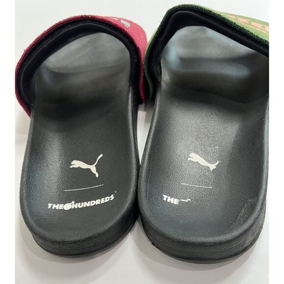 Puma x The Hundreds Leadcat Slides in Black Red Green main image 6